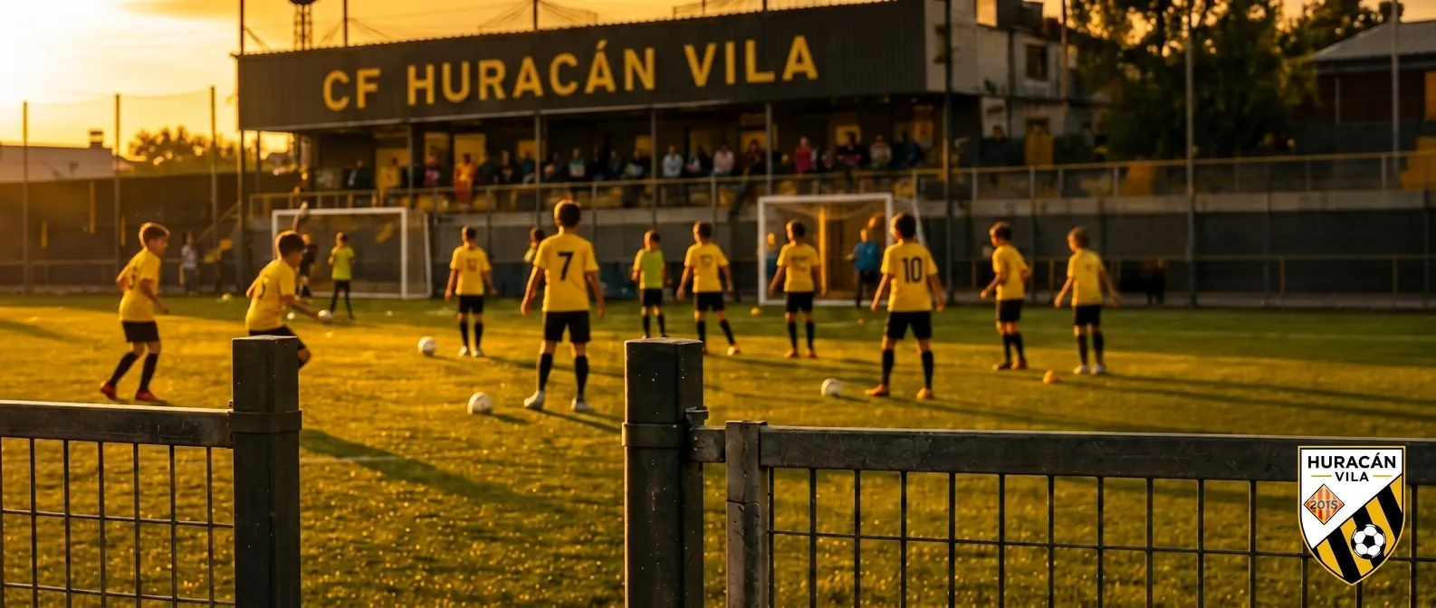 C.F. Huracán Vila — niños entrenando al atardecer